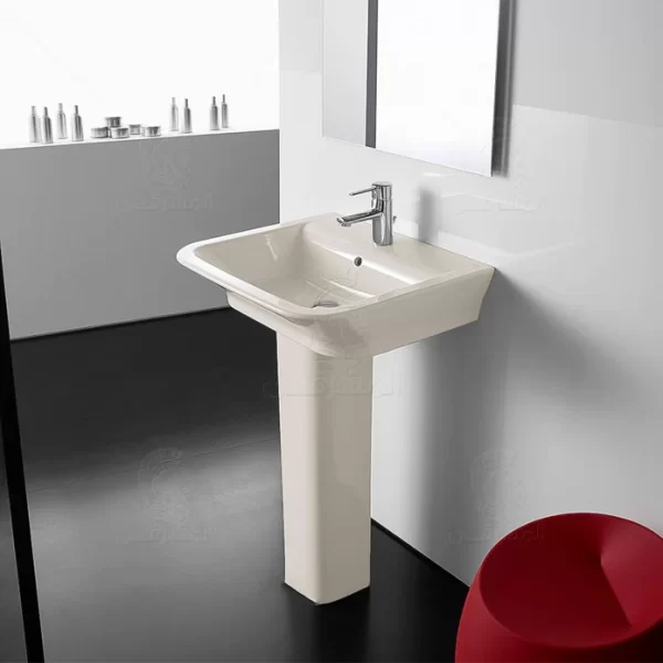 حوض جاب مقاس 65 سم بالعامود الطويل شامل مجموعة التثبيت من روكا