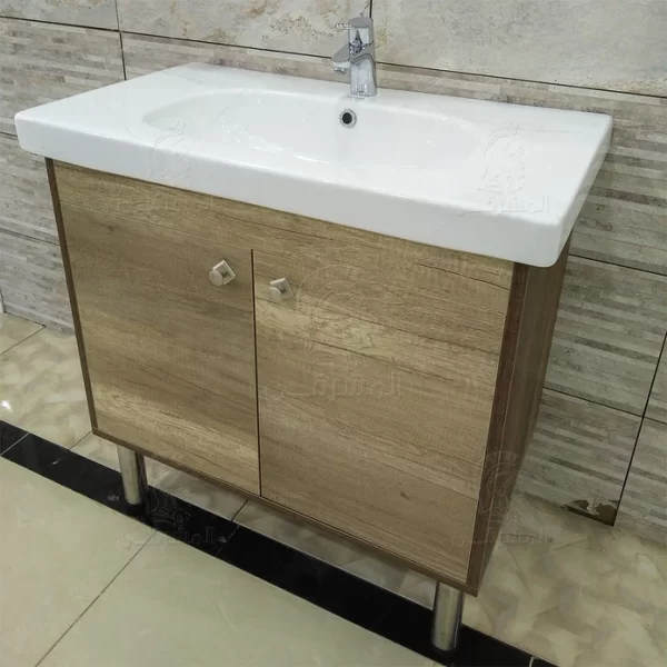 وحدة موبيليا 2 ضلفة بنى × بيج مط دى كود يشمل الحوض مقاس 85 سم من المشرقى