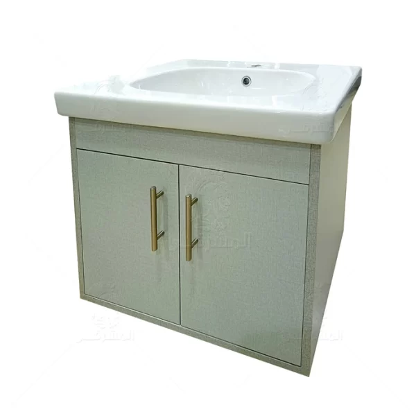 وحدة موبيليا 2 ضلفة اللون كتان رمادى مط دى كود يشمل الحوض مقاس 65 سم من المشرقى