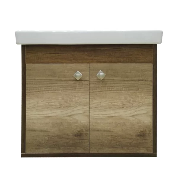 وحدة خشب MDF العرض يشمل الوحدة مع الحوض ديورافيت مقاس 65 سم 2 ضلفة خشبى بنى × بيج