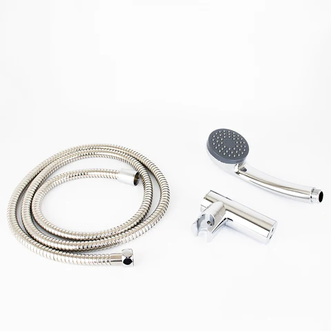 مجموعة سماعة دش ( سماعة بقطر 7 سم و خرطوم 170 سم و علاقة ) اللون كروم منتج مستورد اسبانى من جينيبر