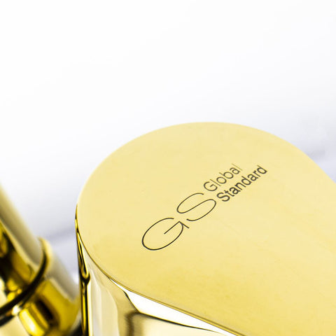 خلاط مطبخ حائطى ميرا بلاس GSL 1045 بقنطرة بطول 24 سم و بإرتفاع 19 سم اللون ذهبى من جلوبال ستاندرد