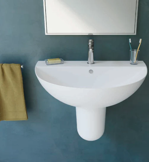 حوض تايتن 037470 بالفايظ بفتحة للخلاط نصف ركبة المقاس 70 × 50 سم من ساني بيور