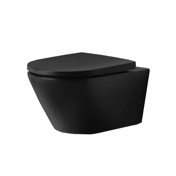 مرحاض معلق دى نيو 257749 بالدش و بدون محبس بسيديلى ذاتى الغلق اللون أسود من ديورافيت