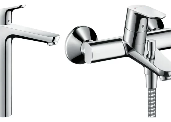 ( طلب مسبق ) طقم خلاطات فوكاس ( خلاط حوض 31531006 و خلاط بانيو 31940006 ) اللون كروم من هانز جروهى