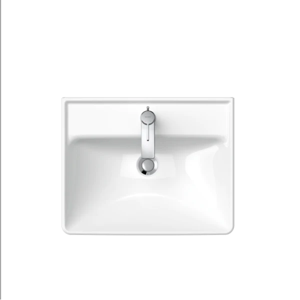 حوض دى نيو 236655 مقاس 55 سم بالعامود الطويل بالفايظ و بفتحة للخلاط اللون أبيض من ديورافيت