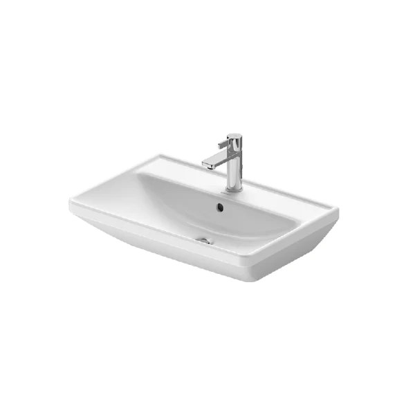 حوض دى نيو 236665 مقاس 65 سم بالعامود الطويل بالفايظ و بفتحة للخلاط اللون أبيض من ديورافيت